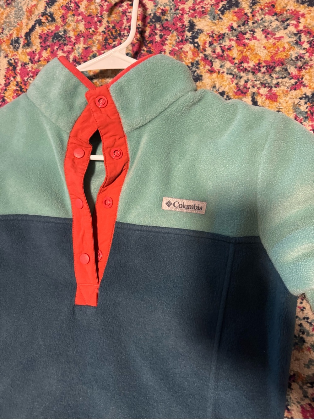 Columbia Colorblock Fleece Pullover - Teal, Navy & Coral